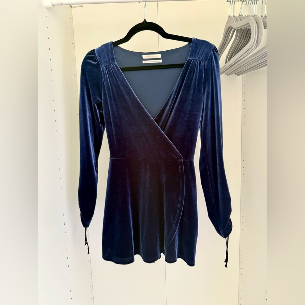 Urban Outfitters - Navy Blue Velvet Mini Skort